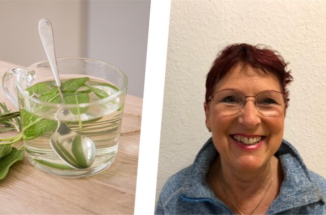 Links eine Tasse Tee, rechts Heilpraktikerin Beatrix Neumann