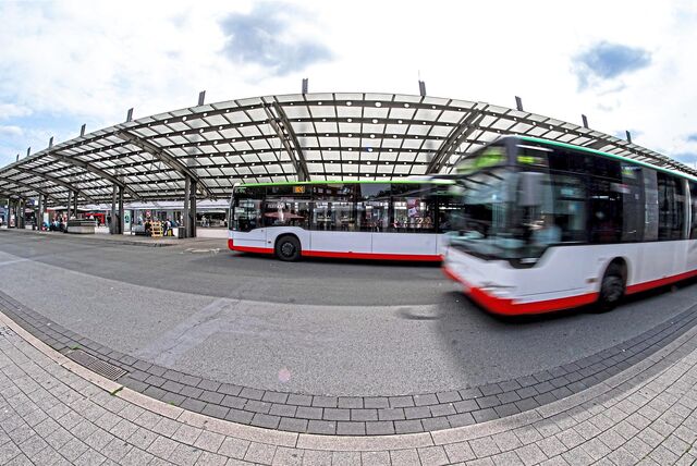 Blick auf den Busbahnhof Recklinghausen.