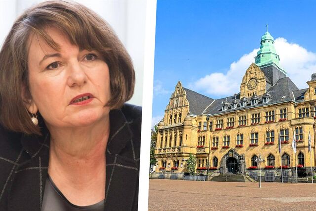 Die Montage zeigt Beate Ehlert-Willert und das Rathaus in Recklinghausen.