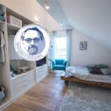 Ein Schlafzimmer in einer Dachgeschosswohnung.