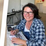 Eine Foto-Montage zeigt Sonja Leukefeld und eines ihrer Werke.