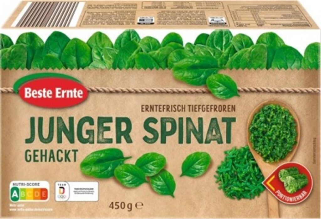 Eine Packung des Tiefkühl-Spinates von Netto (Beste Ernte), der von einem Rückruf betroffen ist.