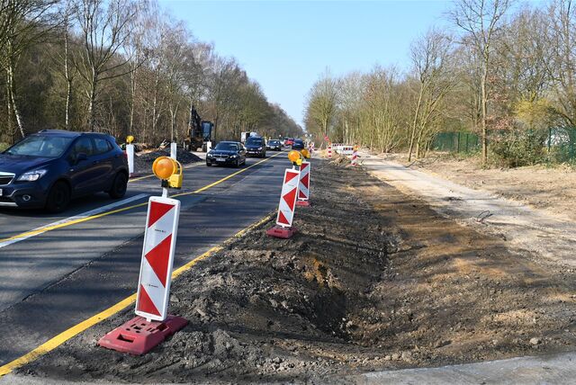 Die Baustelle an der Marler Straße sorgt für Einschränkungen im Straßenverkehr.