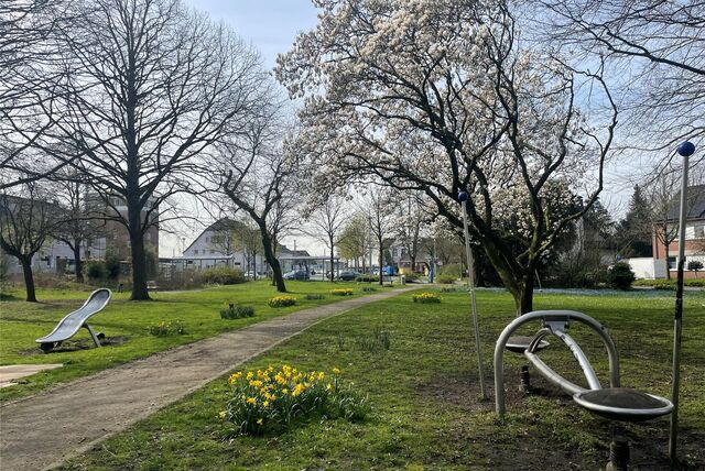 Der Park grenzt an den Busbahnhof Haltern an.