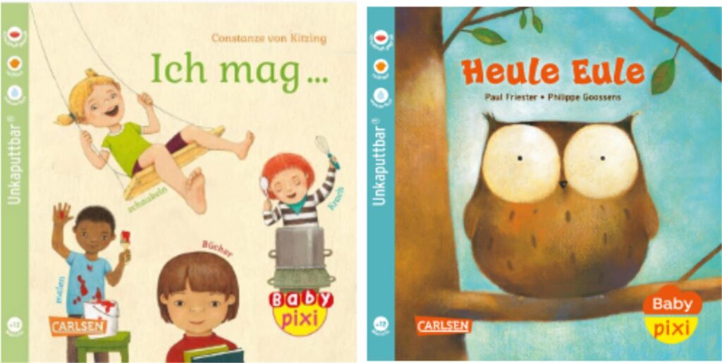 Eine Collage zeigt die beiden vom Rückruf betroffenen Pixi-Bücher: links 