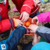 Kinder greifen in Osterkorb