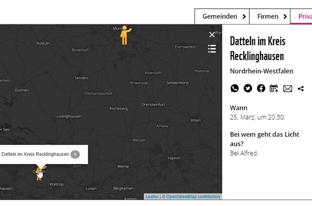 Eine Karte zur Aktion „Earth Hour“