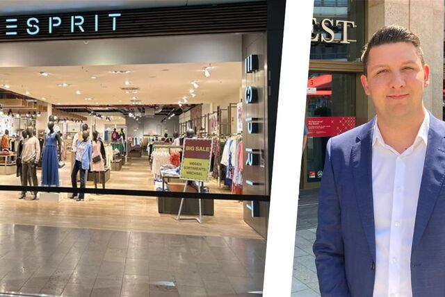 Links die Esprit-Filiale im Palais Vest, rechts Centermanager Gerrit Beckmann