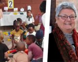 Der Enkelsohn von Anne Feldmann (links) spielt mit weiteren Kindern mit seinen Lego-Steinen.
