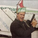 Eine Foto-Montage von Ralf Möller mit Karnevalsmütze