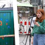 Der NaBeBa-Schriftzug auf dem Begegnungsbauernhof in Waltrop; Rosalie Starke bei einer Demonstration in Castrop-Rauxel