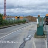 Die Toreinfahrt zur Baustelle des Altkraftwerks in Datteln.