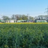 Ein Zug, beladen mit einem Trafo, rollt durch Lippramsdorf.