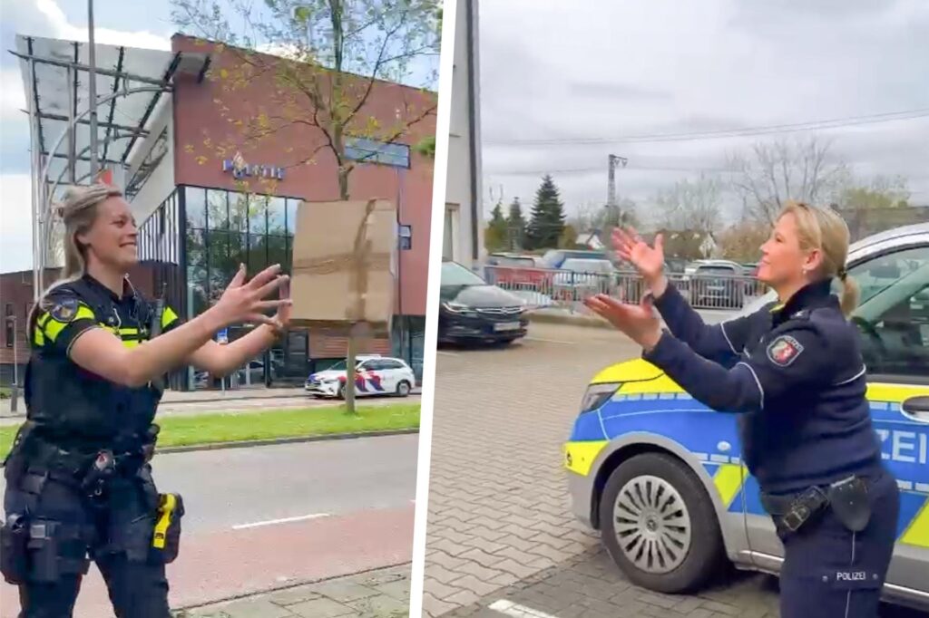 Fotomontage von einer Polizistin in Fröndenberg und einer Polizistin in den Niederlanden Fotomontage von einer Polizistin in Fröndenberg und einer Polizistin in den Niederlanden