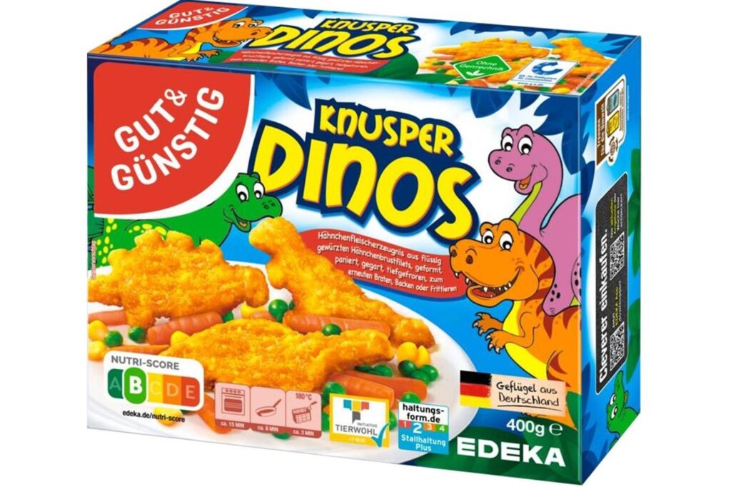Eine Verpackung der Knusper-Dinos von Edeka, die von einer Rückrufaktion betroffen sind. Eine Verpackung der Knusper-Dinos von Edeka, die von einer Rückrufaktion betroffen sind.