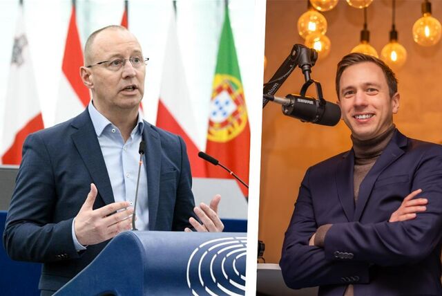 links: Michael Kauch am Rednerpult im Europäischen Parlament / rechts: Bastian Pietsch