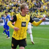 Julian Brandt bejubelt seinen Treffer gegen Darmstadt.