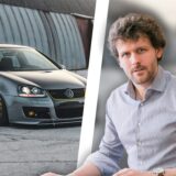 Bildkombo: Getuntes Auto links und Rechtsanwalt Dr. Maximilian Stahm.