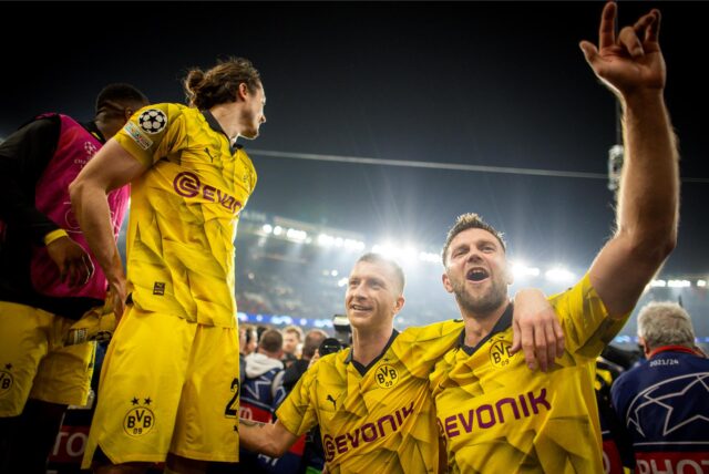 Marcel Sabitzer, Marco Reus und Niclas Füllkrug jubeln.