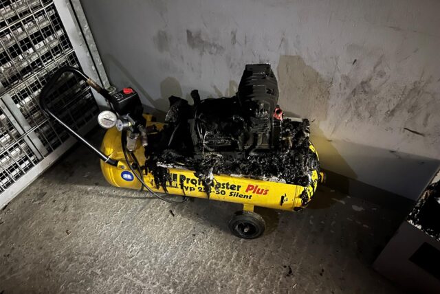Ein verkohlter Kompressor.