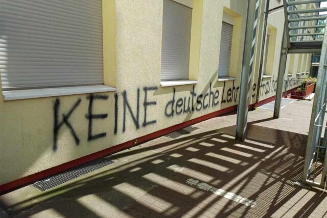 Eine von mehreren Schmierereien an der Dattelner Böckenheckschule.