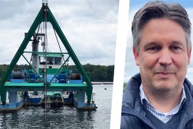 Der Saugbagger ist seit 1995 in dieser Form auf dem Halterner Stausee unterwegs. Matthias Lindner (Gelsenwasser) erklärt die Funktionsweise.