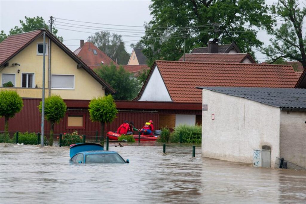 Überflutete Straße.
