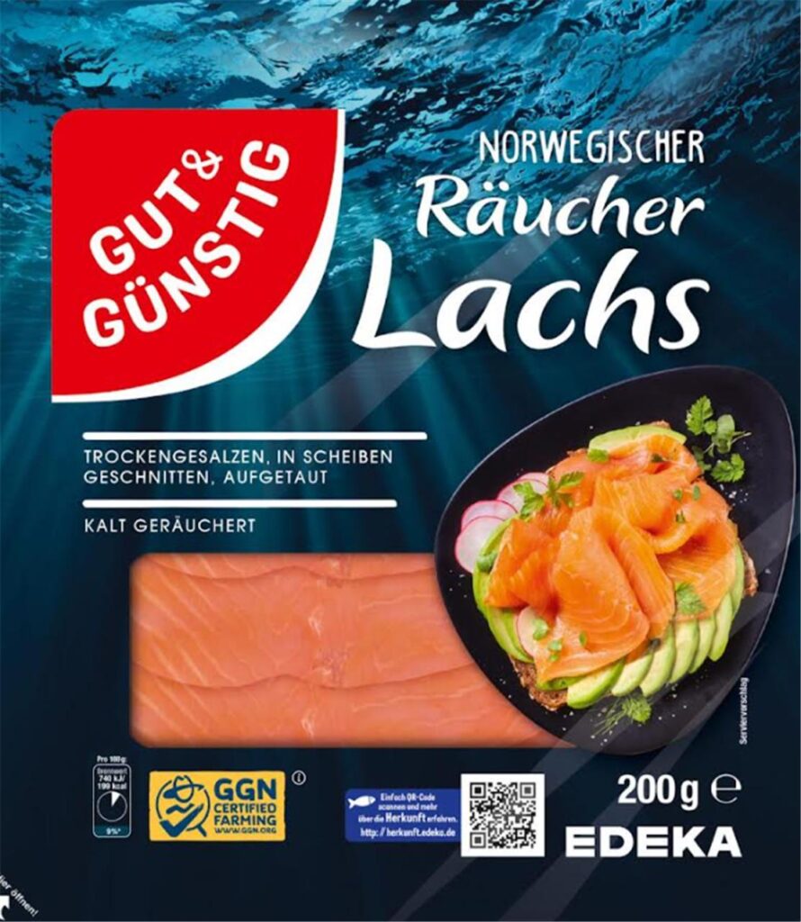 Eine Verpackung des Räucherlachses von Edeka und Marktkauf, für den es eine aktuelle Rückrufaktion gibt. Eine Verpackung des Räucherlachses von Edeka und Marktkauf, für den es eine aktuelle Rückrufaktion gibt.