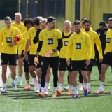 Die BVB-Spieler gehen Richtung Trainingsplatz.