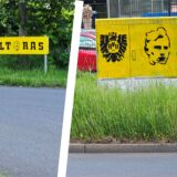 Zwei Stellen von weiteren in Merklinde, wo BVB-Ultras ihre Tags hinterlassen haben. Überall in Castrop-Rauxel, aber auch in Dortmund, Witten und anderen Nachbarstädten sind diese Graffiti seit Wochen zu sehen.