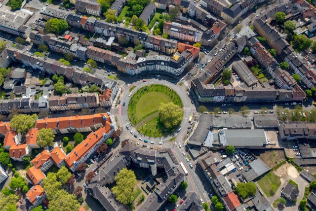 Luftaufnahme des Borsigplatzes in der Dortmunder Nordstadt