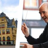 Rasmus Baumann, Generalmusikdirektor der Neuen Philharmonie Westfalen (NPW), möchte das weltgrößte Streicherkonzert vor dem Recklinghäuser Rathaus dirigieren.