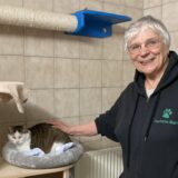 Annegret Gellenbeck kümmert sich im Tierheim Marl um eine Katze