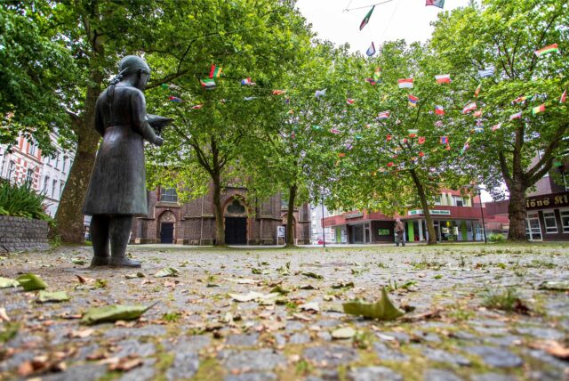 Der Antoniusplatz in Herten-Mitte am 01.04.2025.