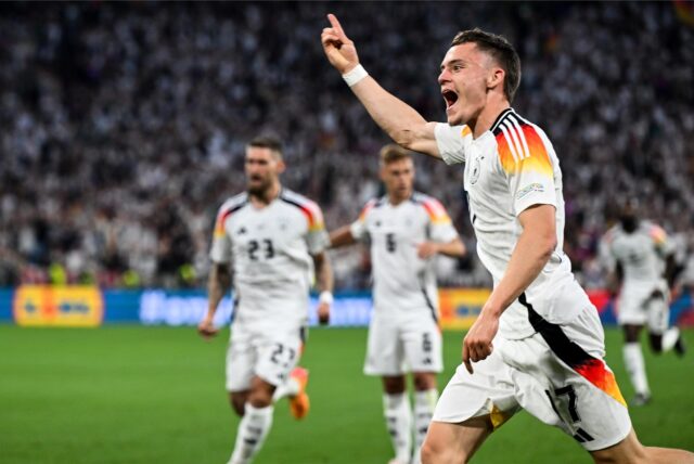 Deutschlands Florian Wirtz jubelt nach seinem Tor zum 1:0 im Eröffnungsspiel der EM 2024 gegen Schottland.