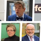 Zwischen Sorge und Zuversicht liegen die Reaktionen von Bürgermeister Werner Arndt (SPD) und der Marler Fraktionsvorsitzenden auf die strengen Auflagen des Landrats zum Marler Haushalt 2024: (v. o. l. n. u. r.): Peter Wenzel (SPD), Bürgermeister Werner Arndt (SPD), Thomas Terhorst (CDU) Robert Heinze (FDP), Beate Kühnhenrich (Grüne WG), Karl-Heinz Dargel (Fokus Marl) und Michael Sandkühler (Grüne Fraktion Marl).