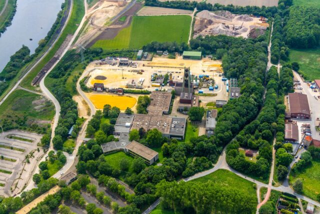 Blick auf das alte Schachtgelände AV 8 in Haltern-Lippramsdorf