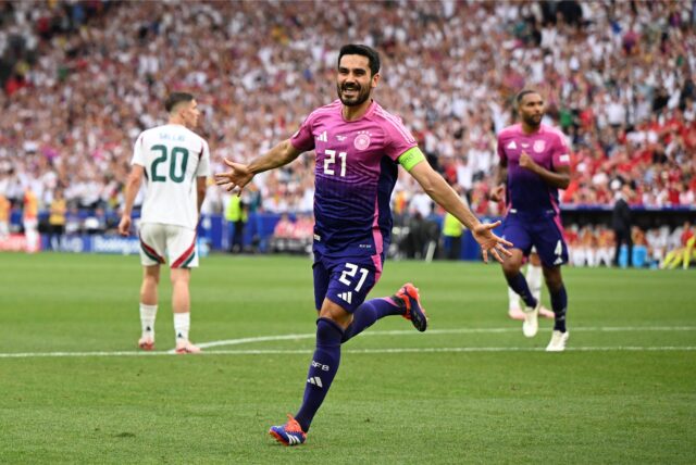 Deutschlands Ilkay Gündogan jubelt nach seinem Tor zum 2:0 im EM-Spiel gegen Ungarn.