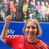 Die Schweizerin Petra Leuenberger ist auf dem riesigen Plakat an der Ex-Mayerschen auf dem Westenhellweg abgelichtet.