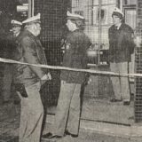 Das abgesperrte Uhrengeschäft auf der Oberen Münsterstraße auf einem Ruhr Nachrichten Bild von 1984, Maria Sibbe wurde in ihrem Geschäft ermordet.