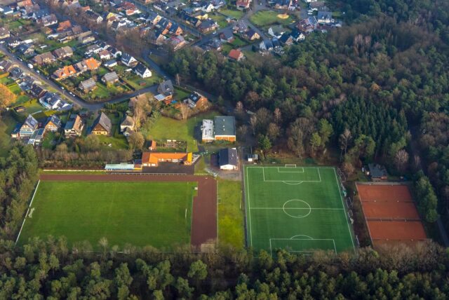 Die Sportanlage Flaesheim aus der Vogelperspektive