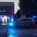 Polizeifahrzeuge am Abend des Unfalls an der Evinger Straße.
