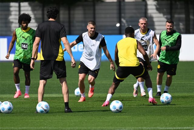 Lukasz Piszczek schaut auf den Ball.
