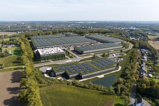 Visualisierung des künftigen Segro-Parks Dortmund mit Blick von Westen.