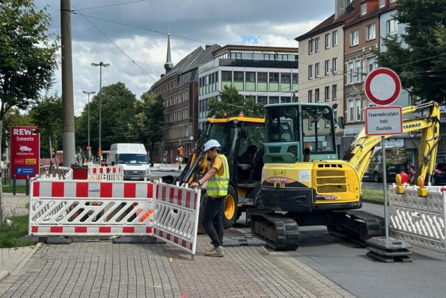 Die Kreuzung Funkenburg in der östlichen Innenstadt ist seit dem 15. Juli eine Baustelle.
