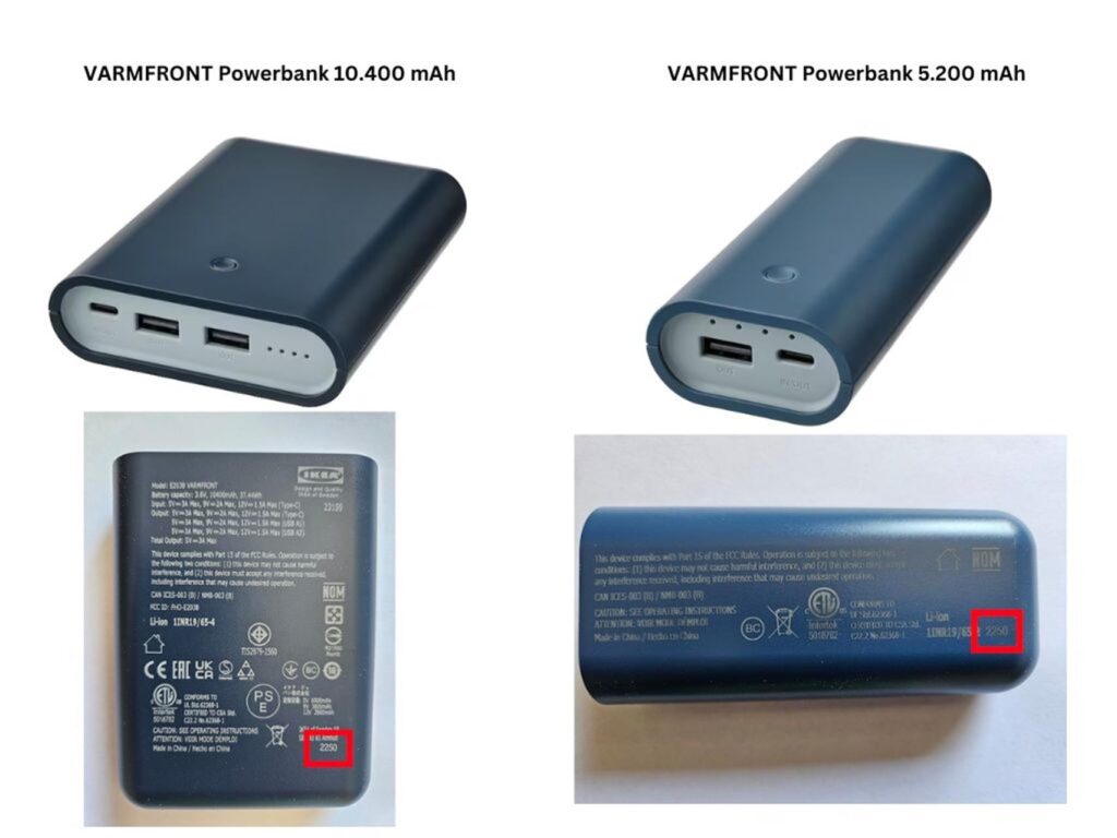 Die von der Rückrufaktion bei Ikea betroffenen Powerbanks. Die von der Rückrufaktion bei Ikea betroffenen Powerbanks.
