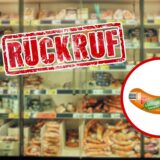 Bild mit Aufschrift „Rückruf“ und Abbildung der Fleischwurst, die aktuell bei Edeka und Marktkauf zurückgerufen wird.