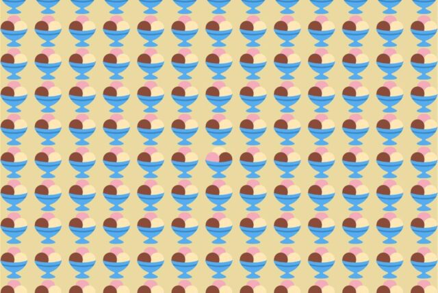 Suchbild Bilderrätsel mit Eisbechern Eis Emojis