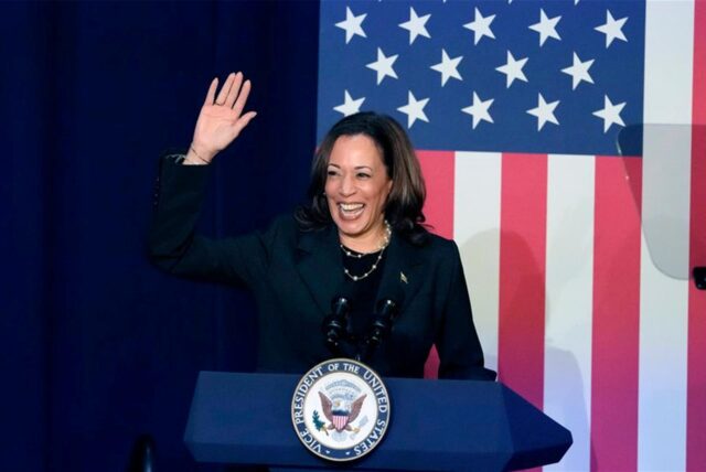 US-Vizepräsidentin Kamala Harris bei einer Wahlkampfveranstaltung.