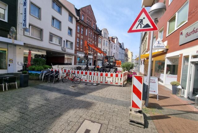 Eine Baustelle in der Dattelner Fußgängerzone
